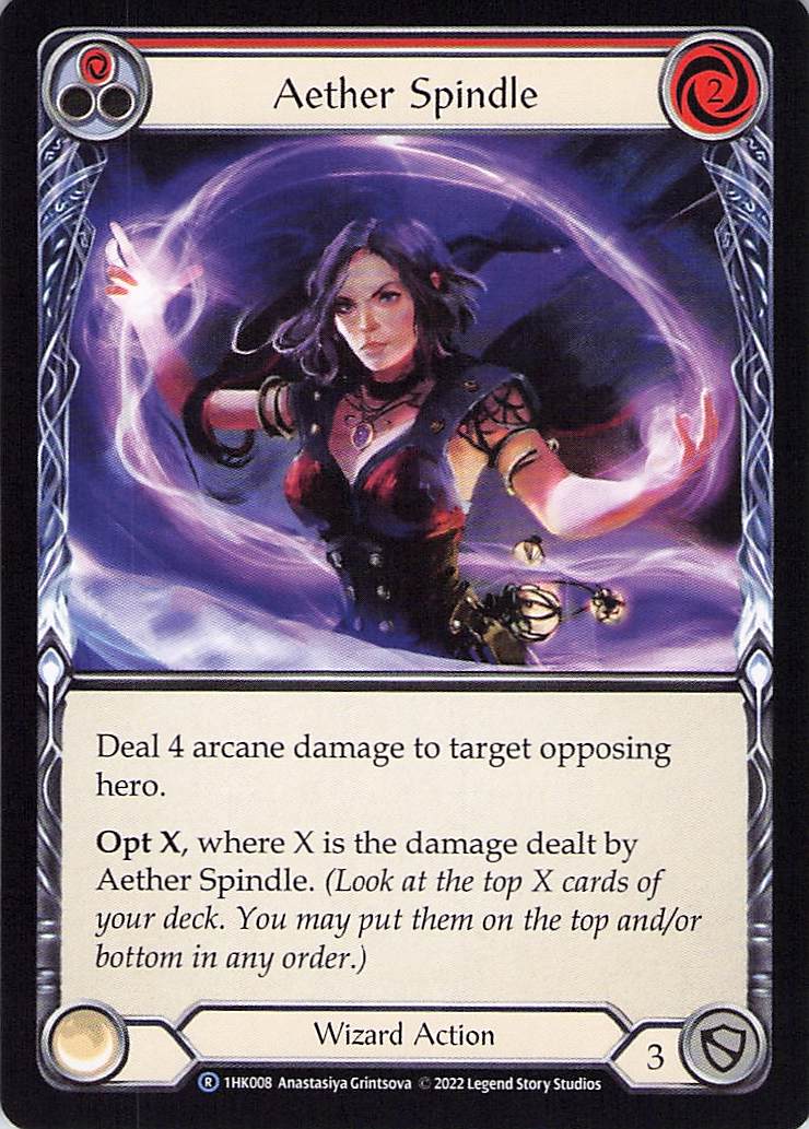 [1HK008]Aether Spindle[Rare]（Blitz Deck Wizard Action Non-Attack Red）【FleshandBlood FaB】