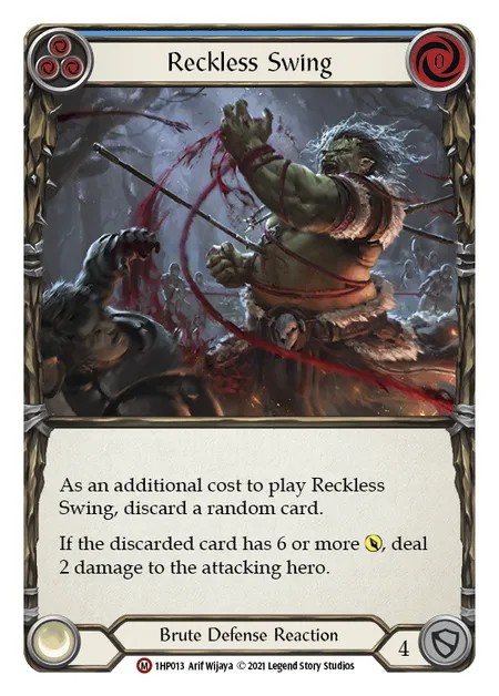 [1HP013]Reckless Swing[Majestic]（History Pack 1 Brute Defense Reaction Blue）【FleshandBlood FaB】