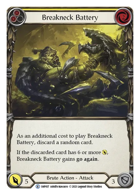 [1HP017]Breakneck Battery[Rare]（History Pack 1 Brute Action Attack Yellow）【FleshandBlood FaB】