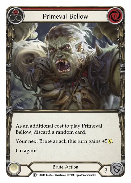 [1HP040]Primeval Bellow[Common]（History Pack 1 Brute Action Non-Attack Red）【FleshandBlood FaB】