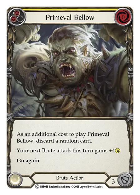 [1HP041]Primeval Bellow[Common]（History Pack 1 Brute Action Non-Attack Yellow）【FleshandBlood FaB】