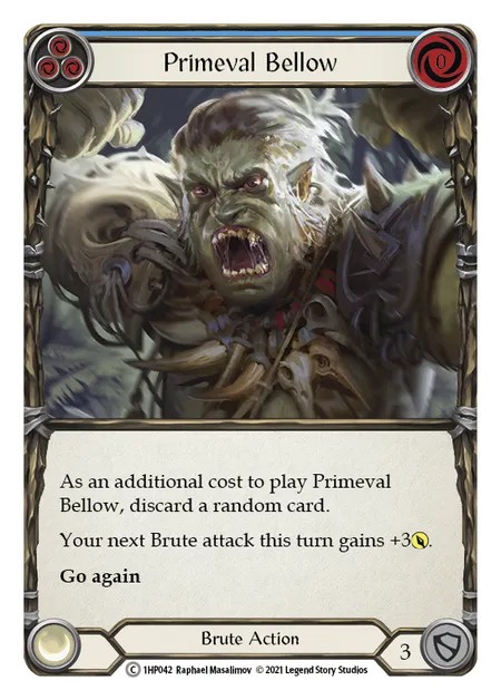 [1HP042]Primeval Bellow[Common]（History Pack 1 Brute Action Non-Attack Blue）【FleshandBlood FaB】