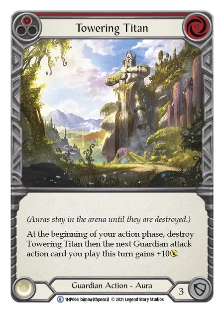 [1HP064]Towering Titan[Rare]（History Pack 1 Guardian Action Aura Non-Attack Red）【FleshandBlood FaB】