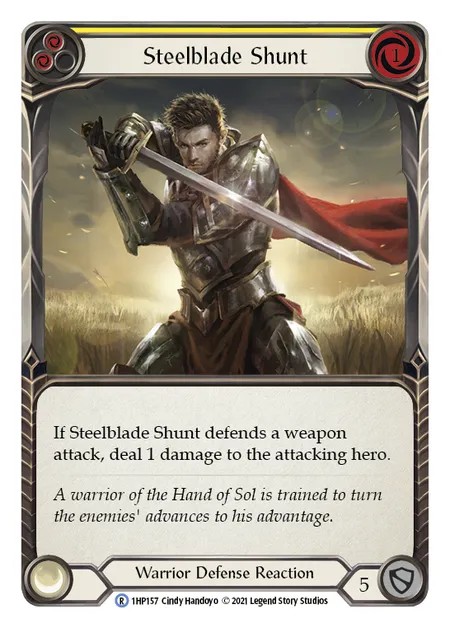 [1HP157]Steelblade Shunt[Rare]（History Pack 1 Warrior Defense Reaction Yellow）【FleshandBlood FaB】