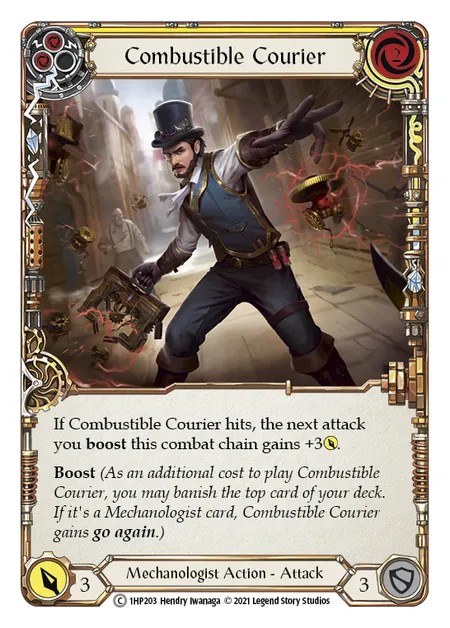 [1HP203]Combustible Courier[Common]（History Pack 1 Mechanologist Action Attack Yellow）【FleshandBlood FaB】