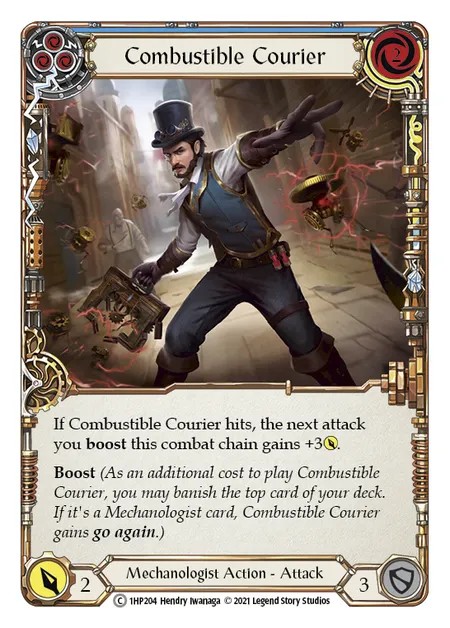 [1HP204]Combustible Courier[Common]（History Pack 1 Mechanologist Action Attack Blue）【FleshandBlood FaB】