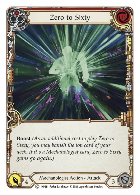 [1HP211]Zero to Sixty[Common]（History Pack 1 Mechanologist Action Attack Red）【FleshandBlood FaB】
