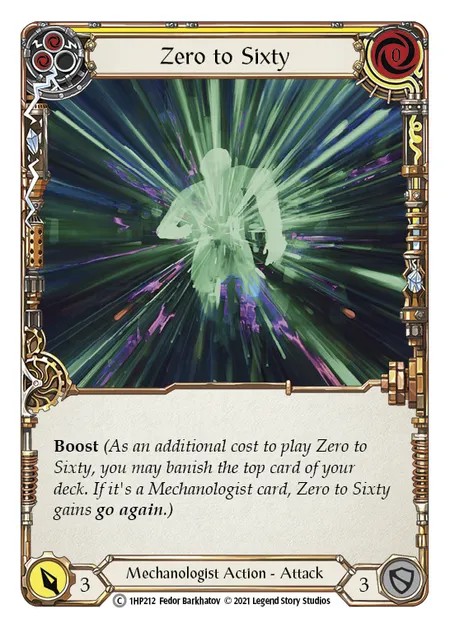 [1HP212]Zero to Sixty[Common]（History Pack 1 Mechanologist Action Attack Yellow）【FleshandBlood FaB】