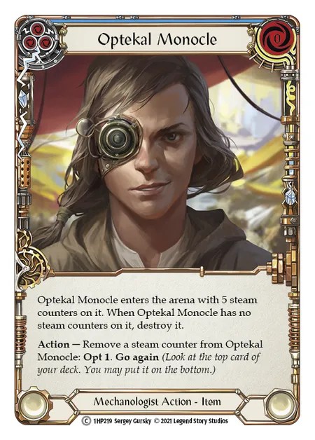 [1HP219]Optekal Monocle[Common]（History Pack 1 Mechanologist Action Item Non-Attack Blue）【FleshandBlood FaB】