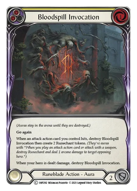 [1HP292]Bloodspill Invocation[Common]（History Pack 1 Runeblade Action Non-Attack Yellow）【FleshandBlood FaB】