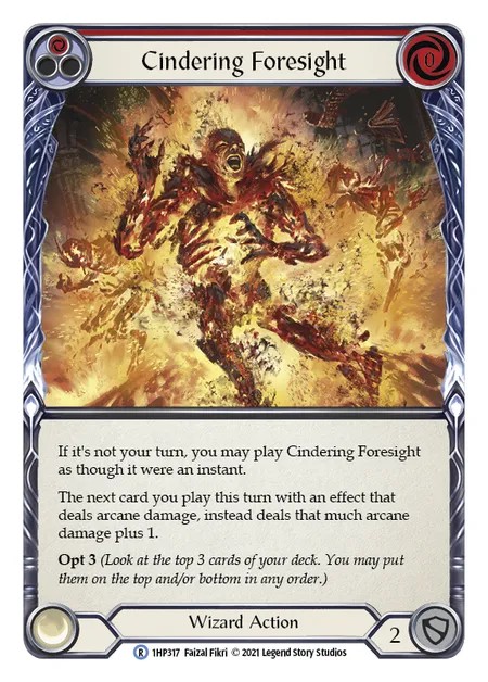 [1HP317]Cindering Foresight[Rare]（History Pack 1 Wizard Action Non-Attack Red）【FleshandBlood FaB】