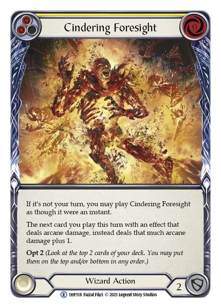 [1HP318]Cindering Foresight[Rare]（History Pack 1 Wizard Action Non-Attack Yellow）【FleshandBlood FaB】