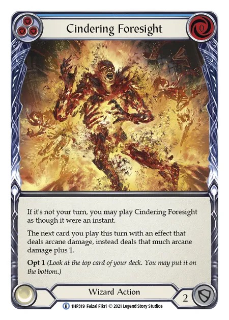 [1HP319]Cindering Foresight[Rare]（History Pack 1 Wizard Action Non-Attack Blue）【FleshandBlood FaB】