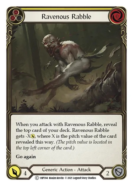 [1HP394]Ravenous Rabble[Common]（History Pack 1 Generic Action Attack Yellow）【FleshandBlood FaB】