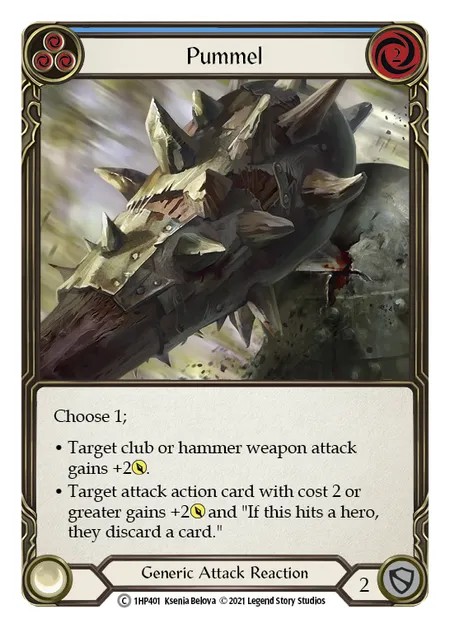 [1HP401]Pummel[Common]（History Pack 1 Generic Attack Reaction Blue）【FleshandBlood FaB】