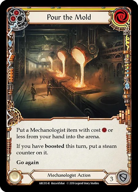 [ARC015-R]Pour the Mold[Rare]（Arcane Rising First Edition Mechanologist Action Non-Attack Yellow）【FleshandBlood FaB】