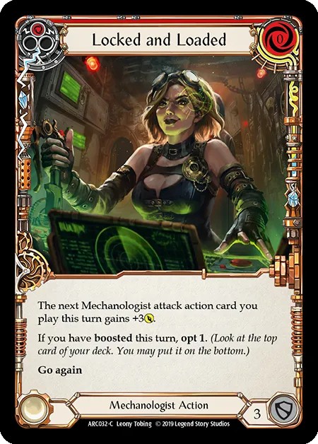 [ARC032-C-Rainbow Foil]Locked and Loaded[Common]（Arcane Rising First Edition Mechanologist Action Non-Attack Red）【FleshandBlood FaB】