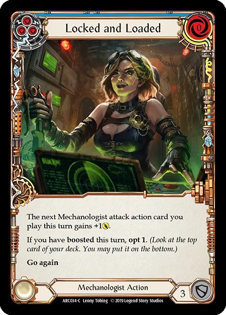 [ARC034-C]Locked and Loaded[Common]（Arcane Rising First Edition Mechanologist Action Non-Attack Blue）【FleshandBlood FaB】