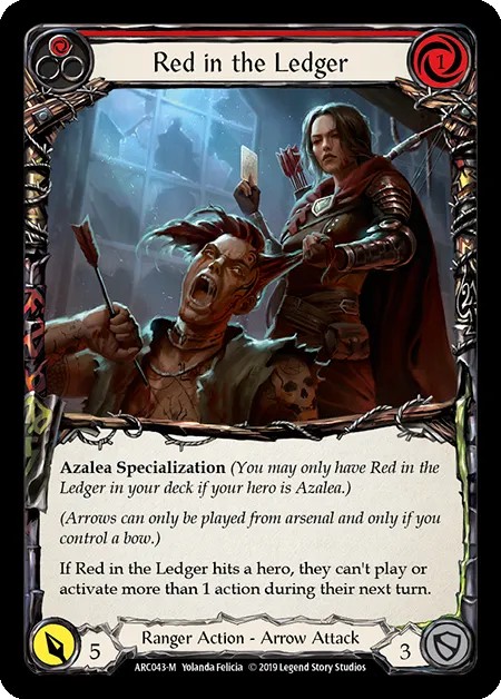 [ARC043-M-Rainbow Foil]Red in the Ledger[Majestic]（Arcane Rising First Edition Ranger Action Arrow Attack Red）【FleshandBlood FaB】