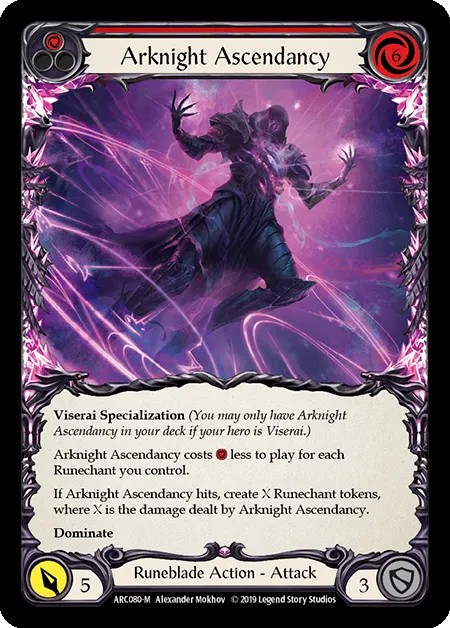 [ARC080-M-Rainbow Foil]Arknight Ascendancy[Majestic]（Arcane Rising First Edition Runeblade Action Attack Red）【FleshandBlood FaB】