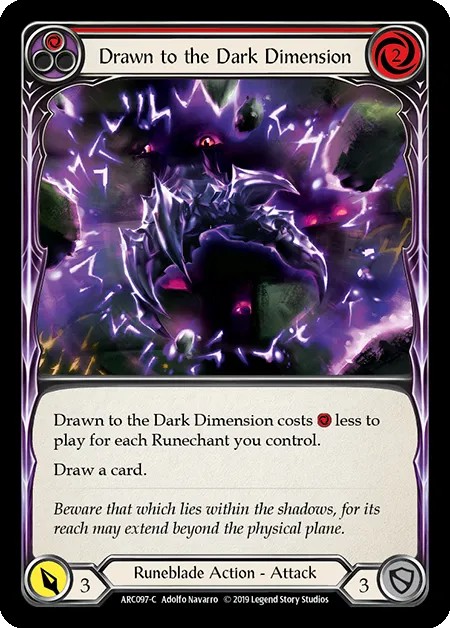[ARC097-C-Rainbow Foil]Drawn to the Dark Dimension[Common]（Arcane Rising First Edition Runeblade Action Attack Red）【FleshandBlood FaB】