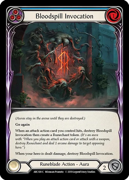 [ARC108-C-Rainbow Foil]Bloodspill Invocation[Common]（Arcane Rising First Edition Runeblade Action Non-Attack Blue）【FleshandBlood FaB】