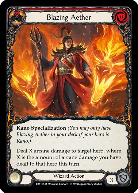 [ARC118-M]Blazing Aether[Majestic]（Arcane Rising First Edition Wizard Action Non-Attack Red）【FleshandBlood FaB】