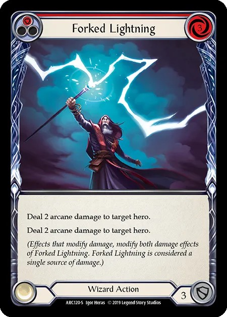 [ARC120-S-Rainbow Foil]Forked Lightning[Super Rare]（Arcane Rising First Edition Wizard Action Non-Attack Red）【FleshandBlood FaB】