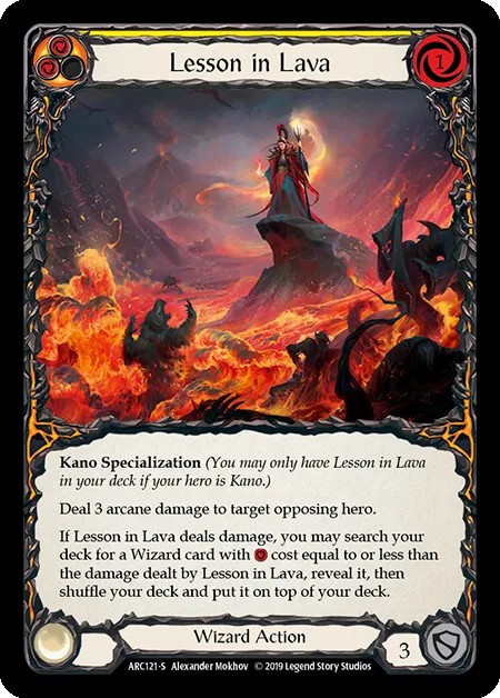 [ARC121-S-Rainbow Foil]Lesson in Lava[Super Rare]（Arcane Rising First Edition Wizard Action Non-Attack Yellow）【FleshandBlood FaB】
