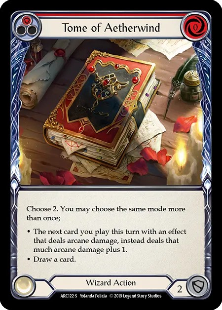 [ARC122-S]Tome of Aetherwind[Super Rare]（Arcane Rising First Edition Wizard Action Non-Attack Red）【FleshandBlood FaB】