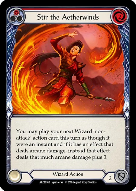 [ARC129-R-Rainbow Foil]Stir the Aetherwinds[Rare]（Arcane Rising First Edition Wizard Action Non-Attack Red）【FleshandBlood FaB】
