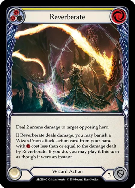 [ARC139-C-Rainbow Foil]Reverberate[Common]（Arcane Rising First Edition Wizard Action Non-Attack Yellow）【FleshandBlood FaB】