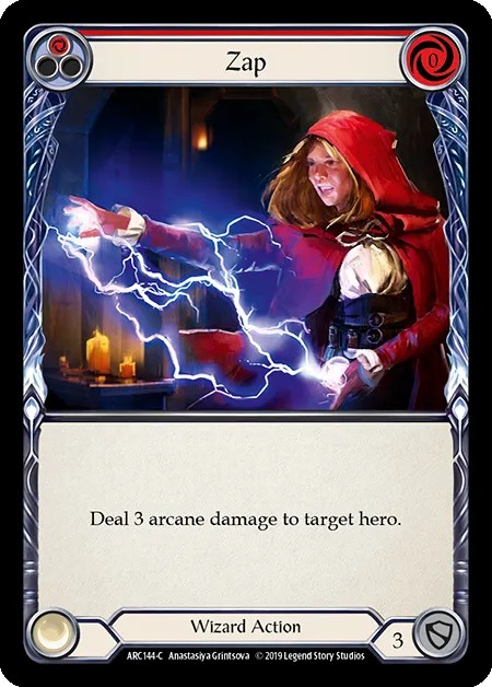 [ARC144-C-Rainbow Foil]Zap[Common]（Arcane Rising First Edition Wizard Action Non-Attack Red）【FleshandBlood FaB】