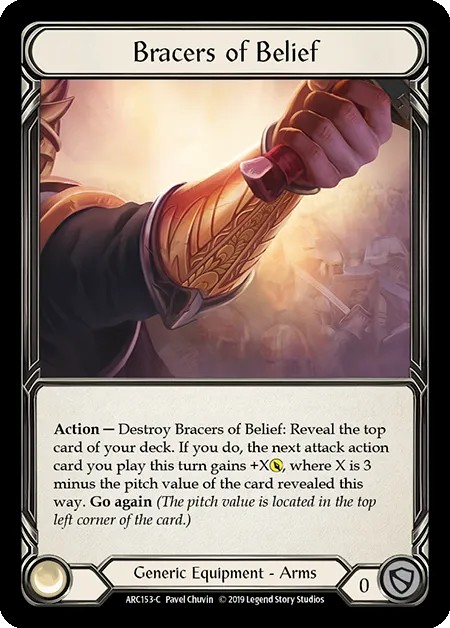 [ARC153-C-Cold Foil]Bracers of Belief[Common]（Arcane Rising First Edition Generic Equipment Arms）【FleshandBlood FaB】