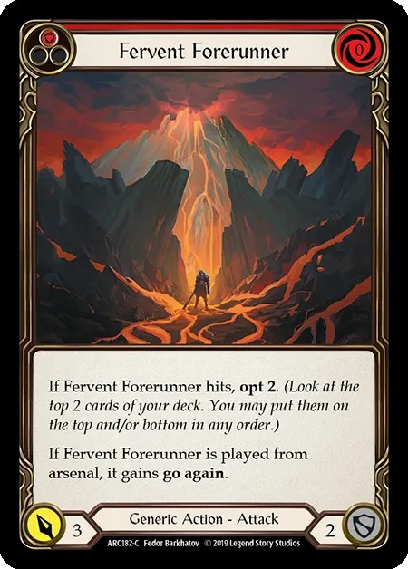 [ARC182-C-Rainbow Foil]Fervent Forerunner[Common]（Arcane Rising First Edition Generic Action Attack Red）【FleshandBlood FaB】