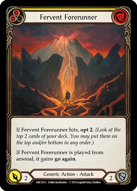 [ARC183-C-Rainbow Foil]Fervent Forerunner[Common]（Arcane Rising First Edition Generic Action Attack Yellow）【FleshandBlood FaB】