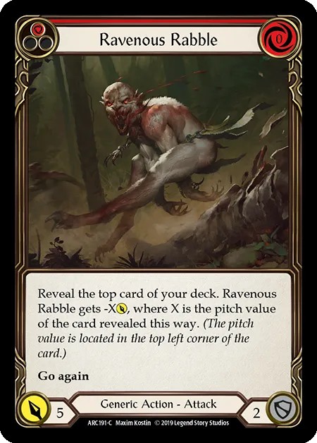 [ARC191-C-Rainbow Foil]Ravenous Rabble[Common]（Arcane Rising First Edition Generic Action Attack Red）【FleshandBlood FaB】
