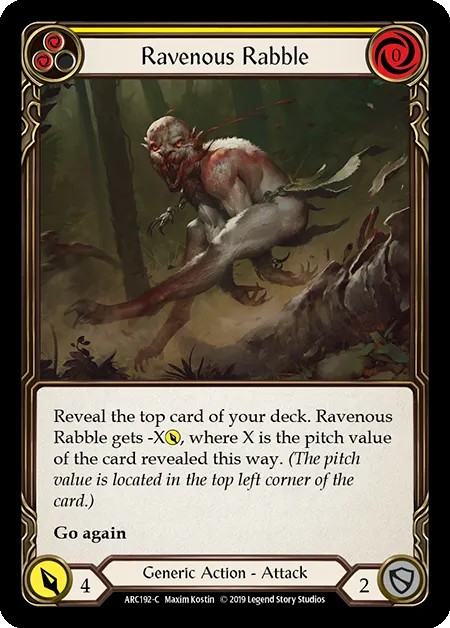 [ARC192-C]Ravenous Rabble[Common]（Arcane Rising First Edition Generic Action Attack Yellow）【FleshandBlood FaB】
