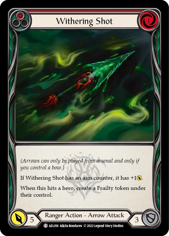 [AZL016]Withering Shot[Common]（Blitz Deck Ranger Action Arrow  Attack Red）【FleshandBlood FaB】