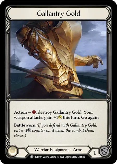 [BOL007]Gallantry Gold[Common]（Blitz Deck Warrior Equipment Arms）【FleshandBlood FaB】
