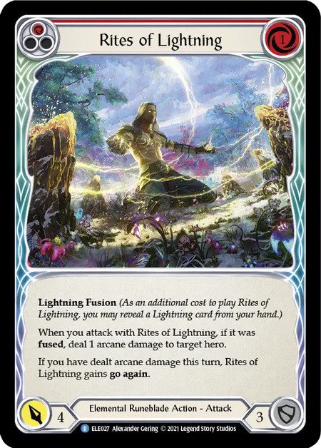 [BRI027]Rites of Lightning[Rare]（Blitz Deck Elemental Runeblade Action Attack Blue）【FleshandBlood FaB】