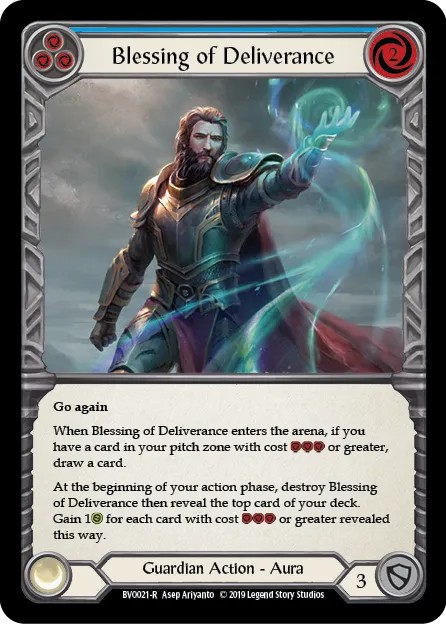 [BVO021-R]Blessing of Deliverance[Rare]（Blitz Deck Guardian Action Aura Non-Attack Blue）【FleshandBlood FaB】