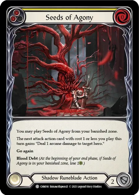 [CHN016]Seeds of Agony[Common]（Blitz Deck Shadow Runeblade Action Non-Attack Yellow）【FleshandBlood FaB】