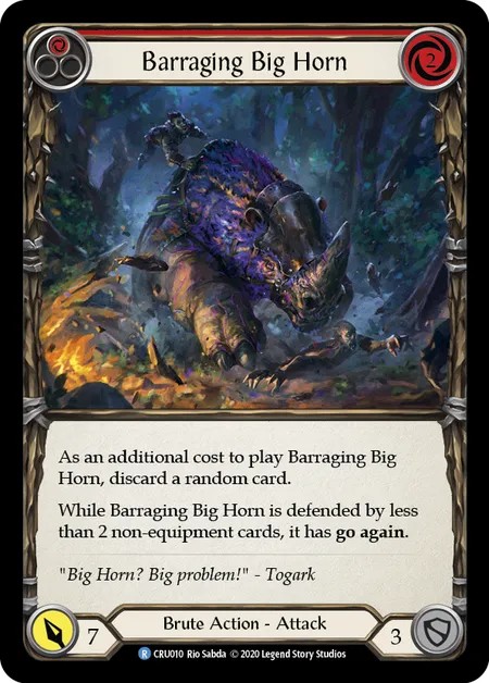 [CRU010]Barraging Big Horn[Rare]（Crucible of War First Edition Brute Action Attack Red）【FleshandBlood FaB】