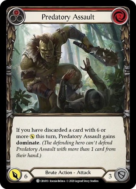 [CRU013]Predatory Assault[Common]（Crucible of War First Edition Brute Action Attack Red）【FleshandBlood FaB】