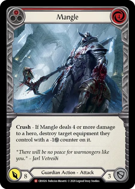 [CRU026-Rainbow Foil]Mangle[Majestic]（Crucible of War First Edition Guardian Action Attack Red）【FleshandBlood FaB】