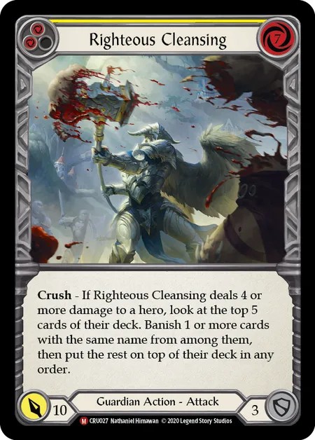 [CRU027]Righteous Cleansing[Majestic]（Crucible of War First Edition Guardian Action Attack Yellow）【FleshandBlood FaB】