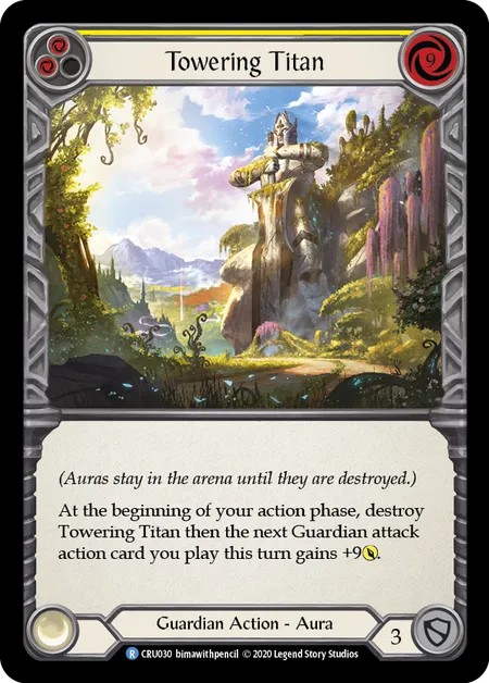 [CRU030]Towering Titan[Rare]（Crucible of War First Edition Guardian Action Aura Non-Attack Yellow）【FleshandBlood FaB】