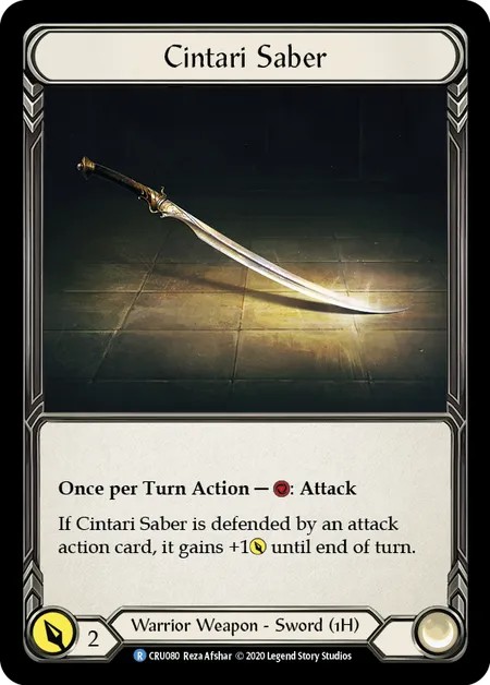 [CRU080]Cintari Saber[Rare]（Crucible of War First Edition Warrior Weapon 1H Sword）【FleshandBlood FaB】