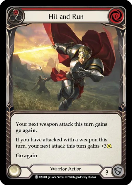 [CRU091-Rainbow Foil]Hit and Run[Common]（Crucible of War First Edition Warrior Action Non-Attack Red）【FleshandBlood FaB】